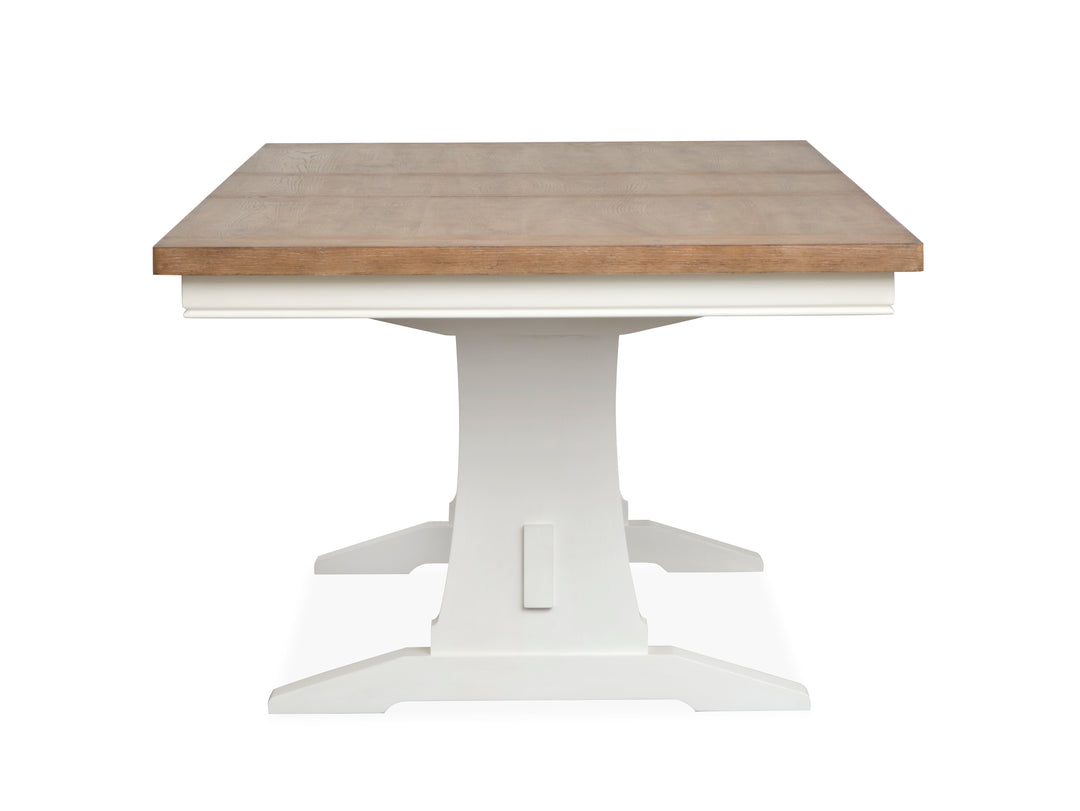 Kingston Whisper White And Cerused Nutmeg Extendable Trestle Dining Table - D6407-21