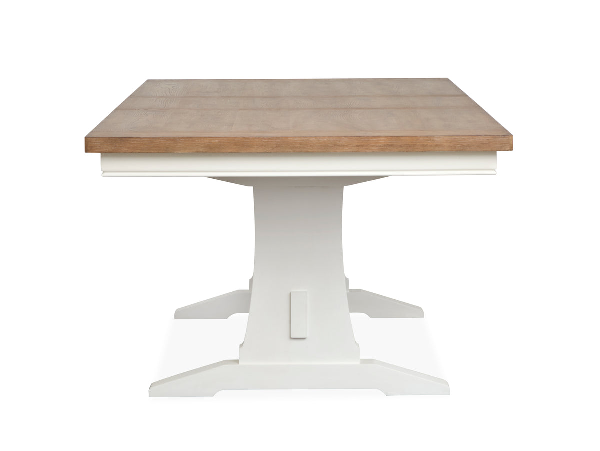 Kingston Whisper White And Cerused Nutmeg Extendable Trestle Dining Table - D6407-21