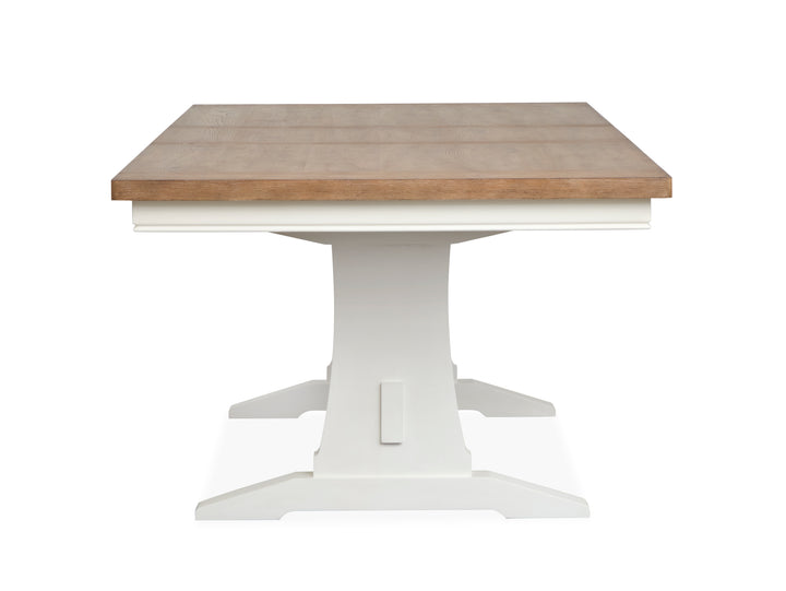 Kingston Whisper White And Cerused Nutmeg Extendable Trestle Dining Table - D6407-21