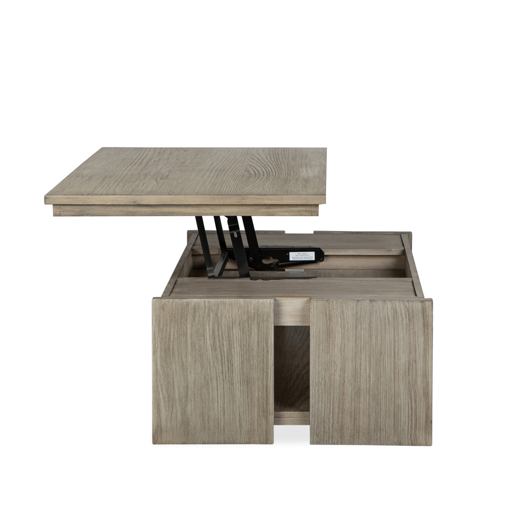 Conrad Stone Harbor Grey Rectangular Lift Top Storage Cocktail Table With Casters - T5865-50