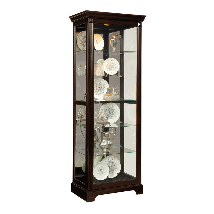 Curios Deep Cherry Brown Locking Slide Door 5 Shelf Curio Cabinet - 21459