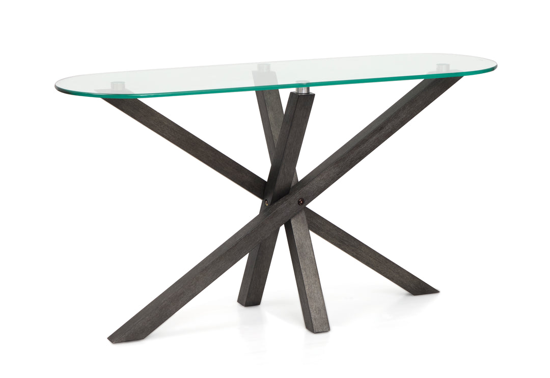Jax Carbon Shadow And Chrome Oval Sofa Table - T6452-77
