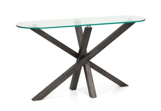 Jax Carbon Shadow And Chrome Oval Sofa Table - T6452-77