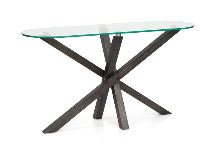 Jax Carbon Shadow And Chrome Oval Sofa Table - T6452-77