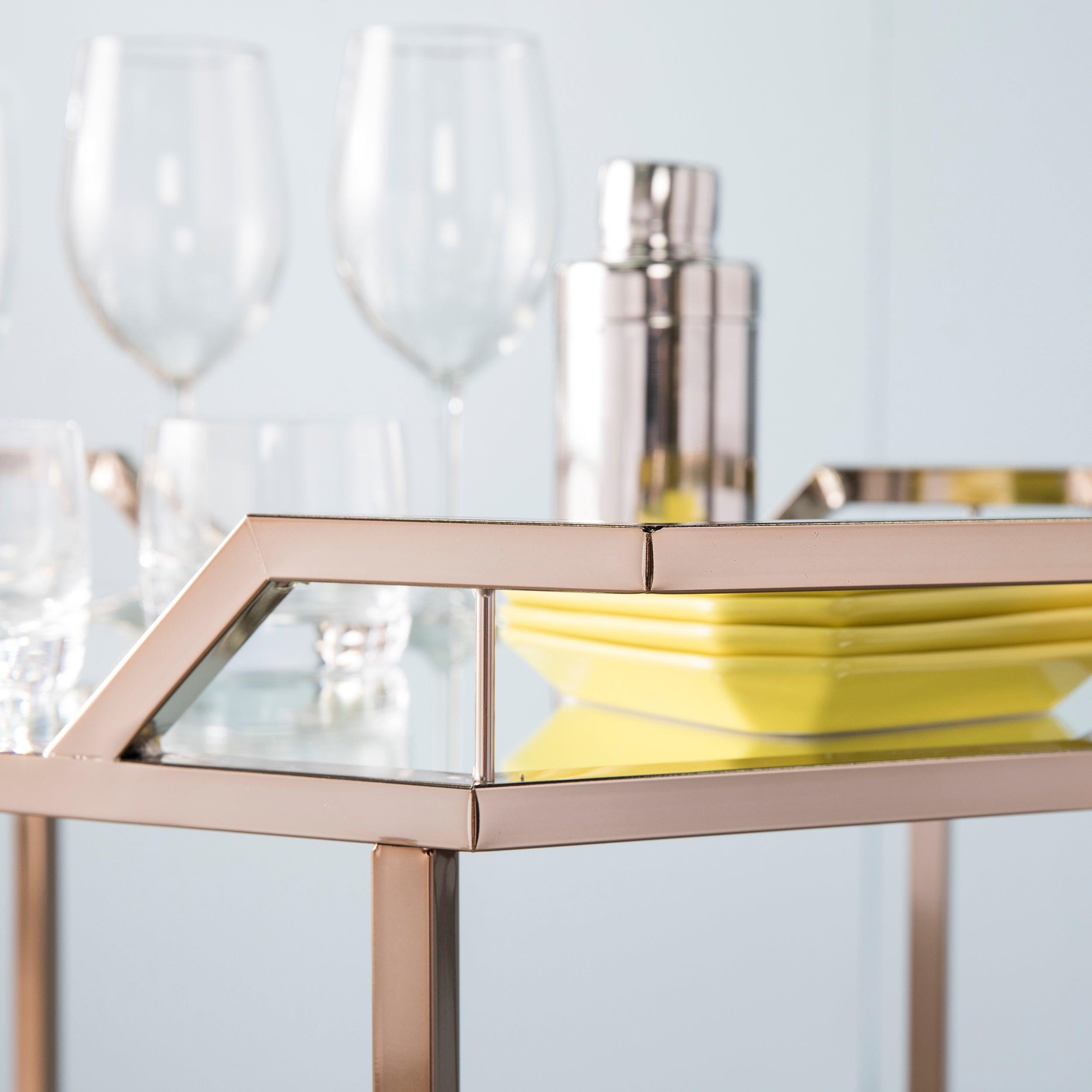 Ari Mirrored Art Deco Bar Cart - Thumbnail 5