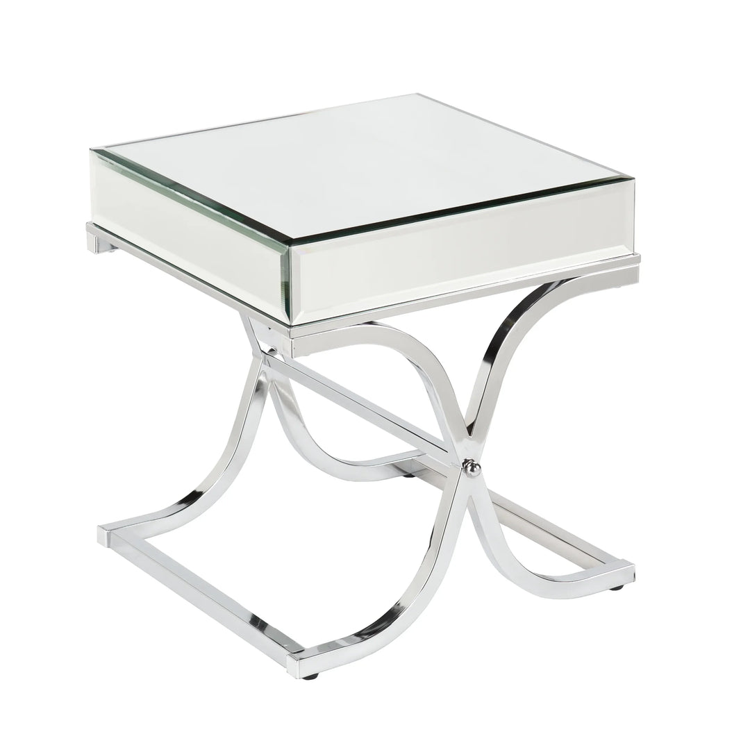 Ava Mirrored End Table - Chrome - AmericanHomeFurniture
