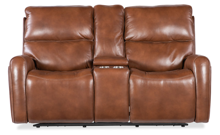 American Home Furniture | Hooker Furniture - Crosby Zero Gravity Power Console Loveseat with Power Headrest and Lumbar