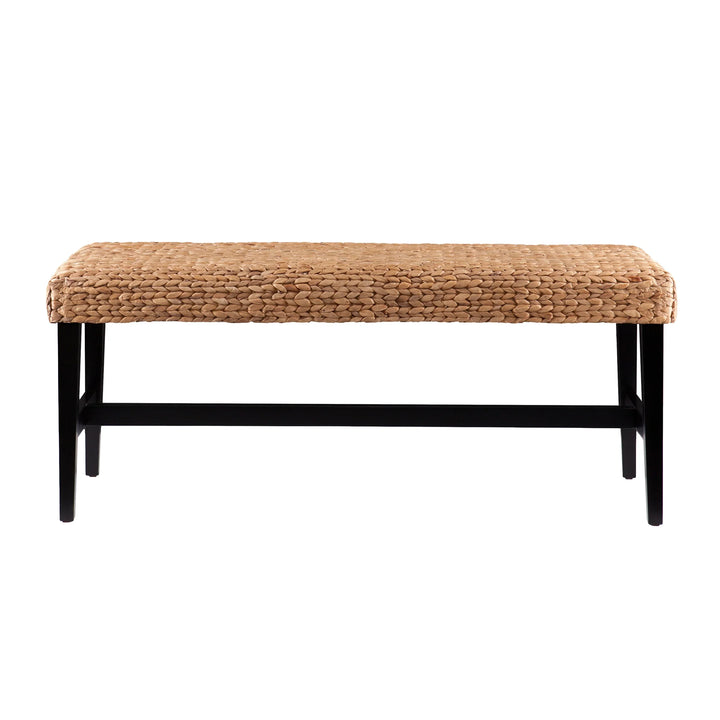 Standerson Entryway Bench w/ Woven Seat - Black - AmericanHomeFurniture
