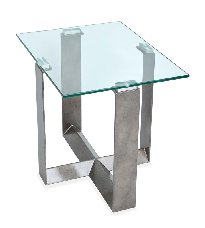 Holden Aged Pewter And Chrome Pucks Rectangular End Table - T6456-03