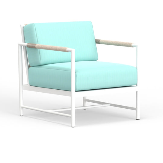 Sabbia Club Chair in Dupione Celeste, No Welt
