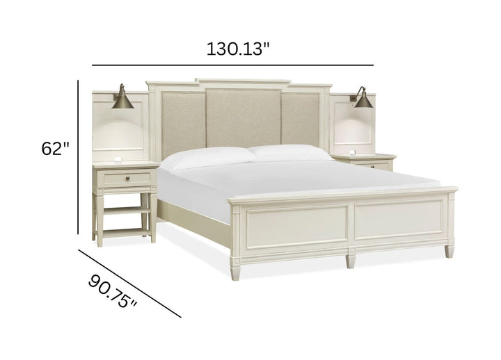 Willowbrook Egg Shell White Upholstered Wall Panel Bed