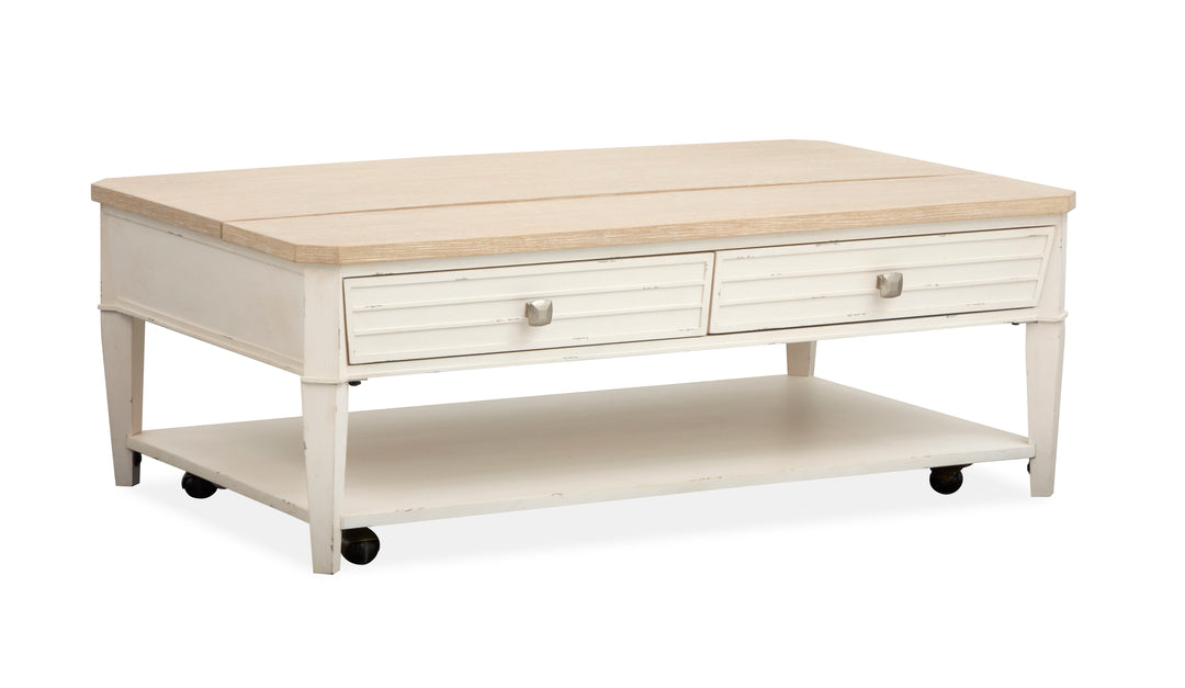 Echo Isles Sea Pearl And Driftwood Lift Top Storage Cocktail Table With Casters - T6310-50