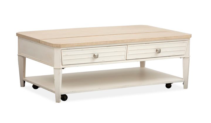 Echo Isles Sea Pearl And Driftwood Lift Top Storage Cocktail Table With Casters - T6310-50