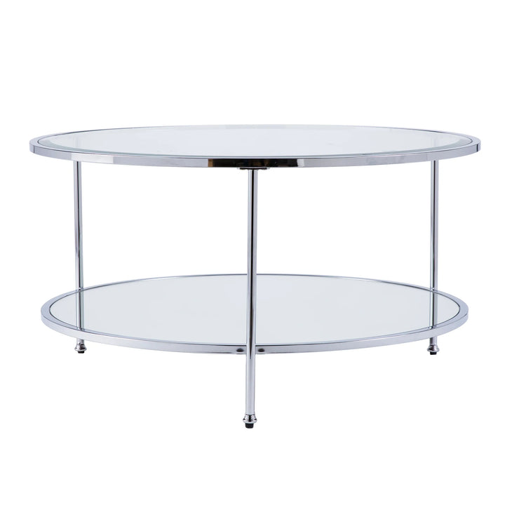 Risa Round Coffee Table w/ Storage - Chrome - AmericanHomeFurniture