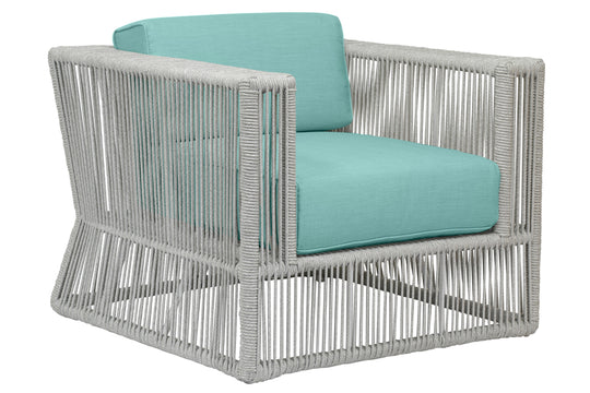 Miami Club Chair in Dupione Celeste w/ Self Welt