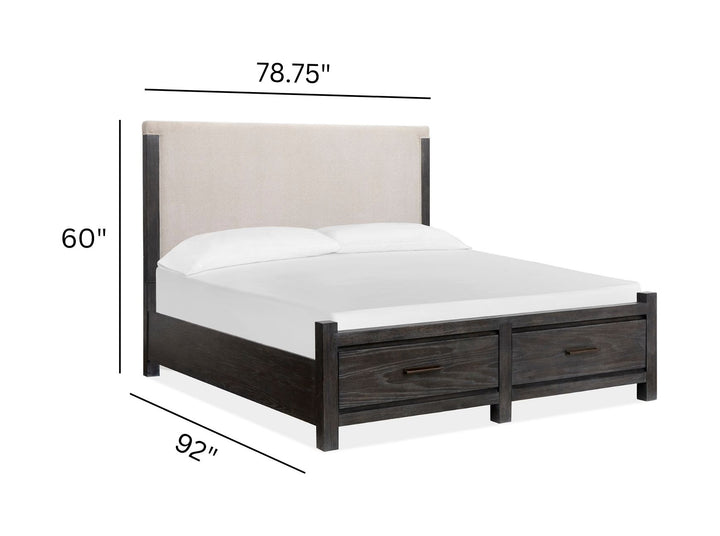 Plum Creek Ravenwood Black California King Upholstered Panel Storage Bed - B5990-75A