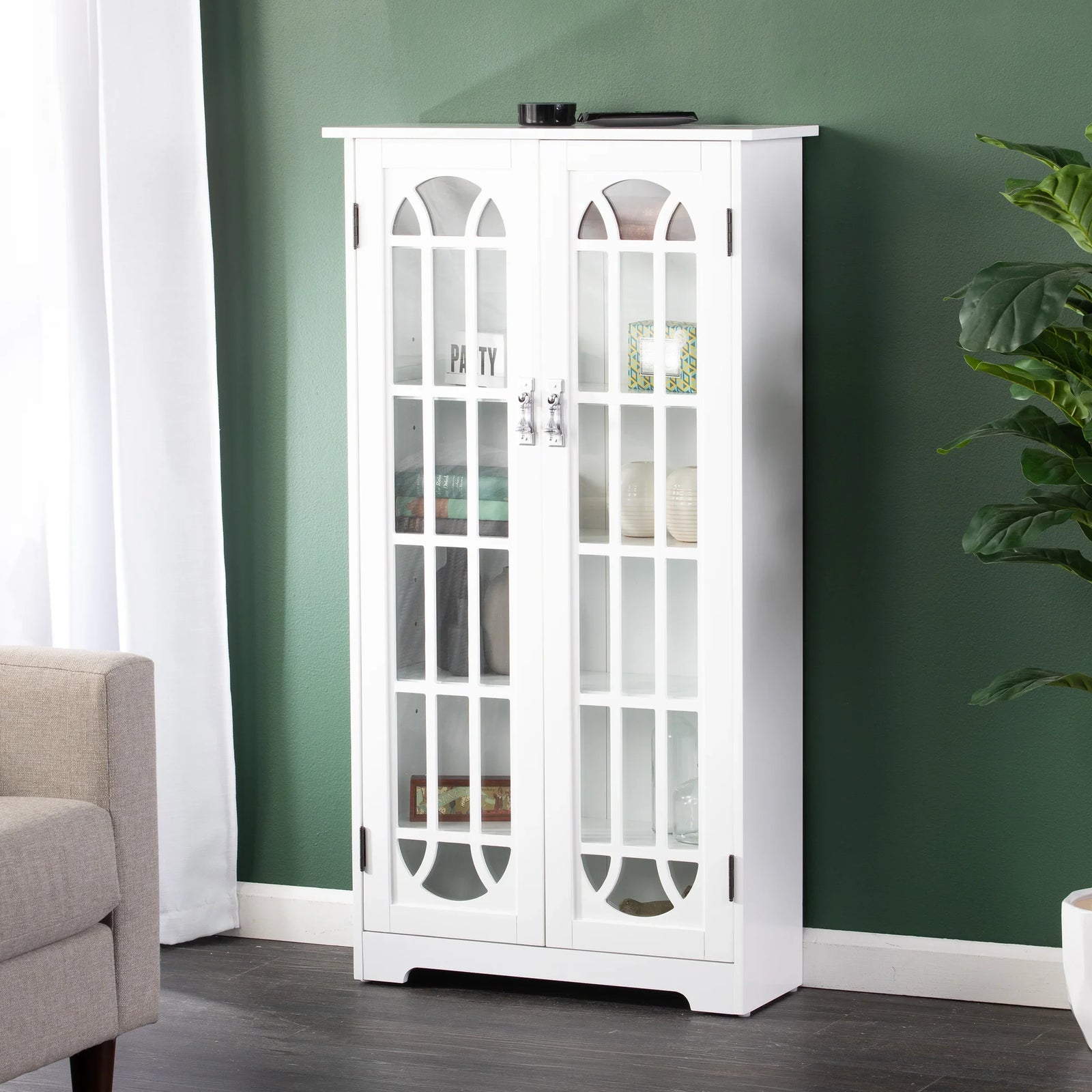 SEI Furniture Window Pane Media Cabinet - White CABINETS