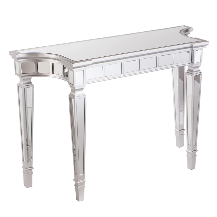 Glenview Glam Mirrored Console Table - Matte Silver - AmericanHomeFurniture