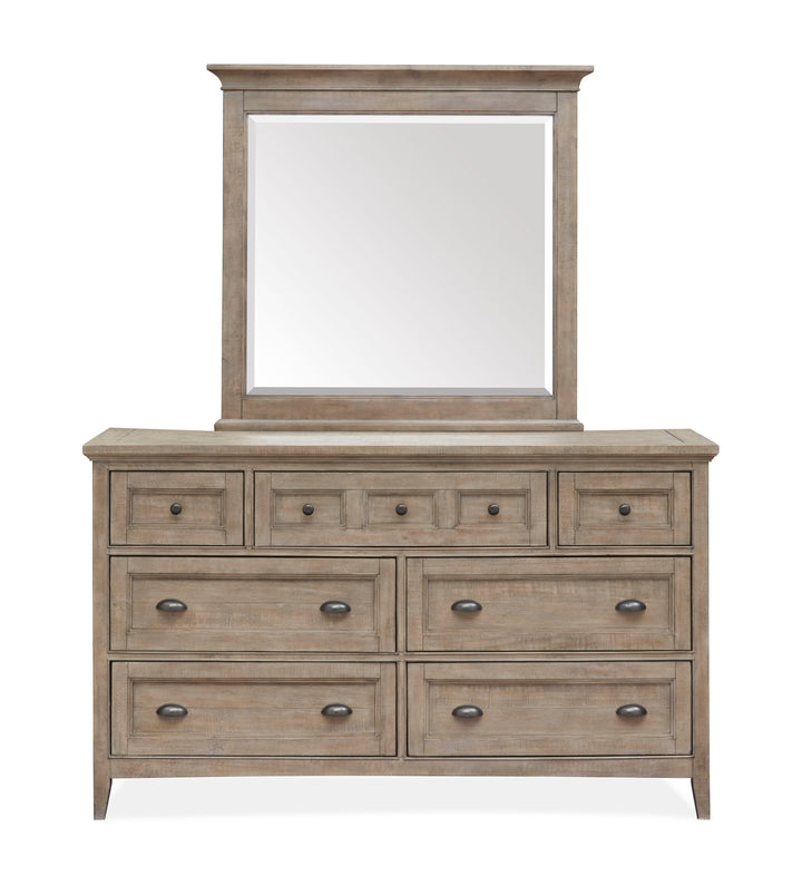 Paxton Place Dovetail Grey Drawer Dresser With Landscape Mirror - B4805-2040
