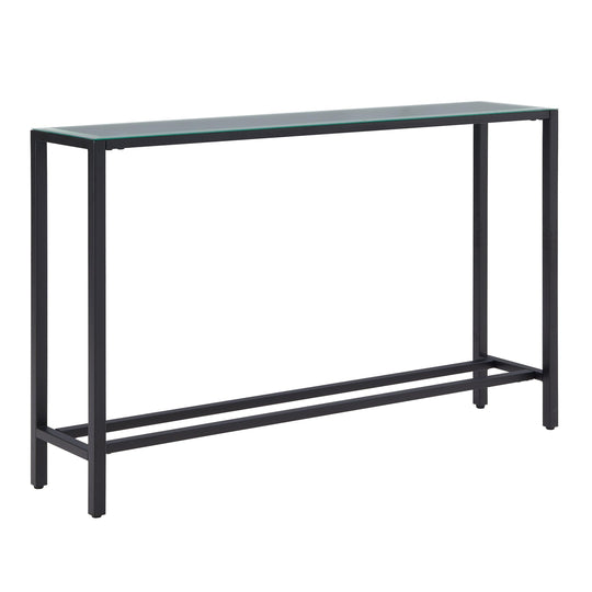 SEI Furniture Darrin Narrow Long Console Table w/ Mirrored Top – Black CONSOLE TABLES