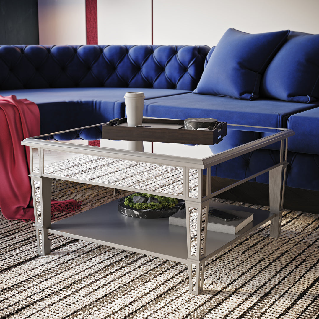 American Home Furniture | SEI Furniture - Wedlyn Square Mirrored Coffee Table