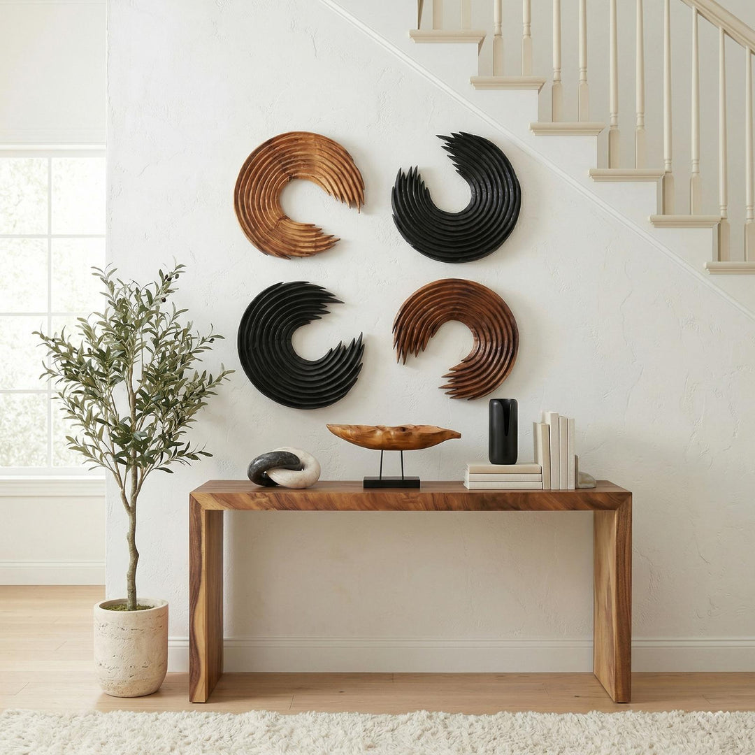 Swoop Wall Art, Natural Wood in setting