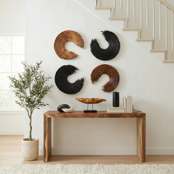 Swoop Wall Art, Natural Wood in setting
