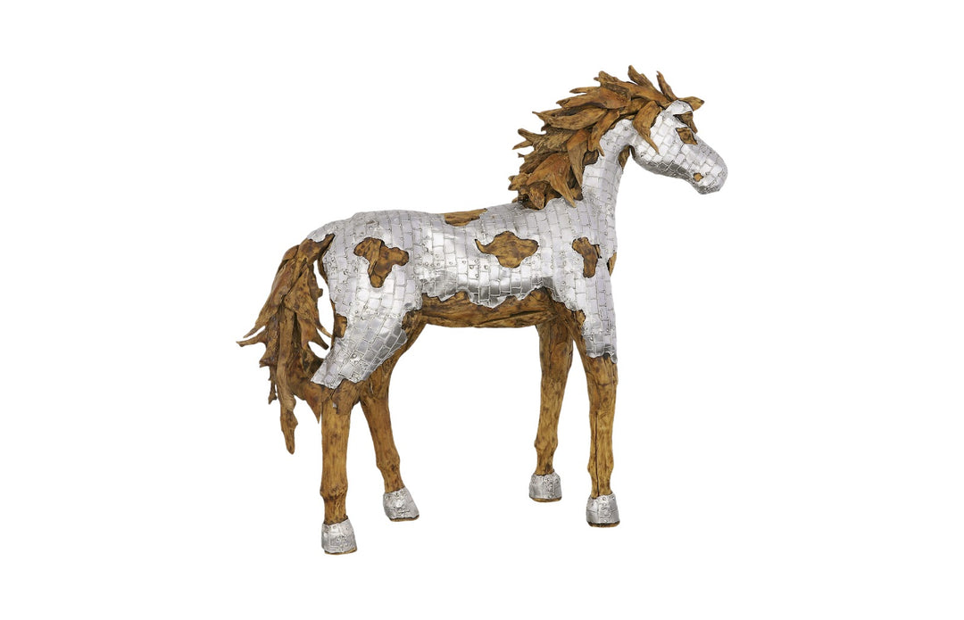American Home Furniture Phillips Collection Mustang Horse Armored Sculpture