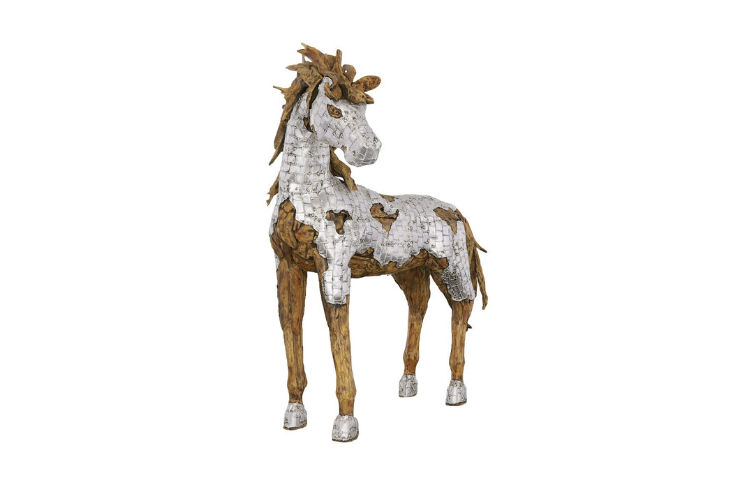 American Home Furniture Phillips Collection Mustang Horse Armored Sculpture