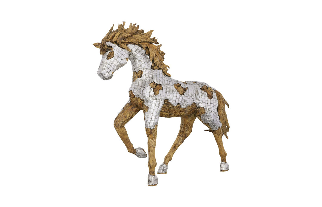 American Home Furniture Phillips Collection Mustang Horse Armored Sculpture