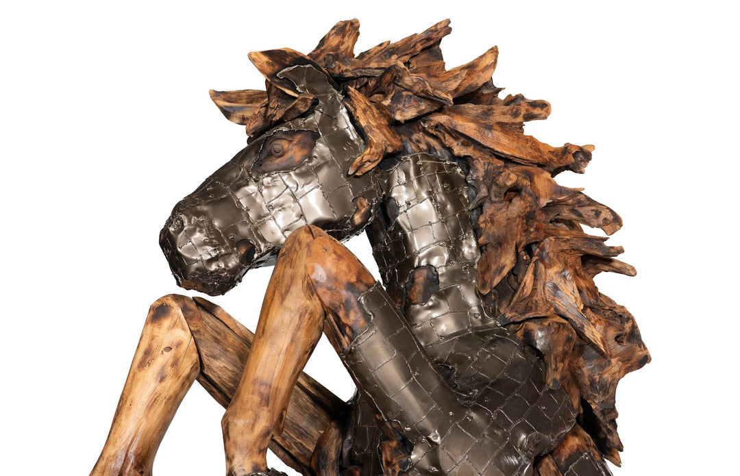 American Home Furniture Phillips Collection Mustang Horse Armored  Sculpture