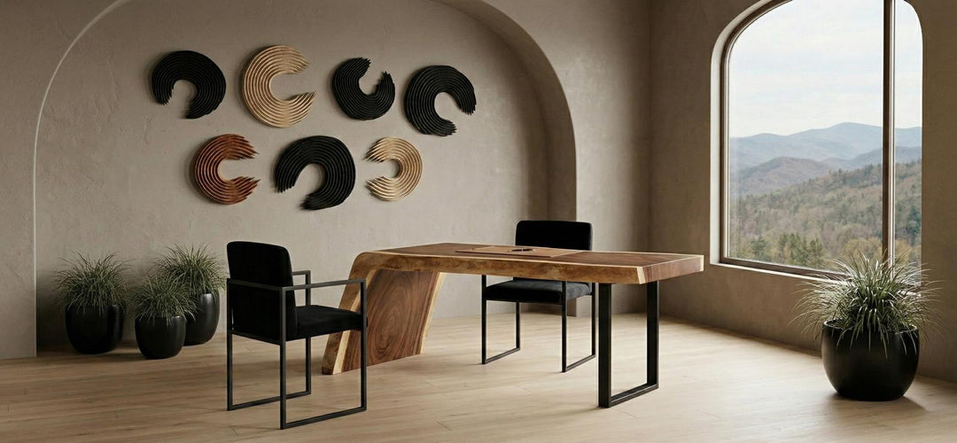 Swoop Wall Art, Natural Wood in setting