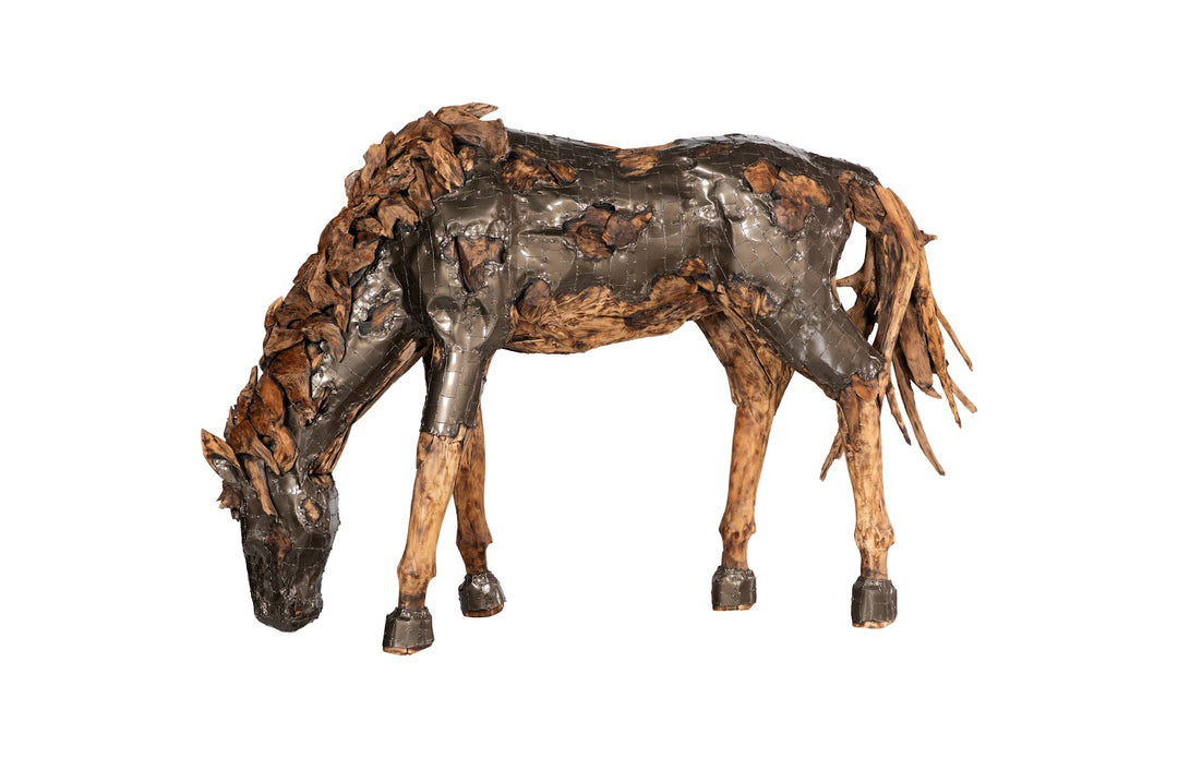 American Home Furniture Phillips Collection Mustang Horse Armored  Sculpture