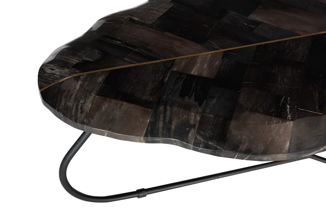 American Home Furniture Phillips Collection Mosaic Leaf Petrified Wood Coffee Table