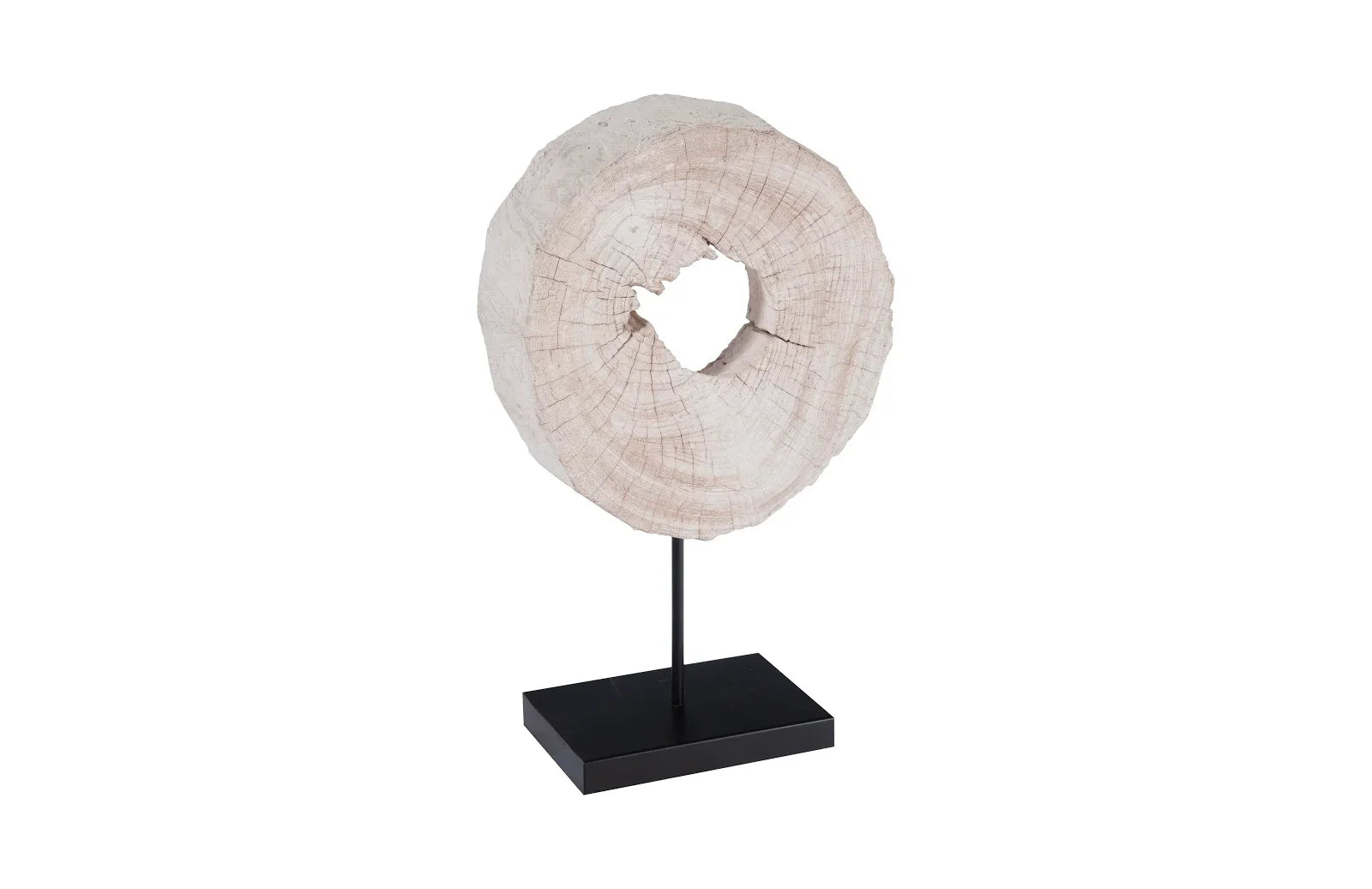 American Home Furniture Phillips Collection Eroded Wood Circle Sculpture on Stand 