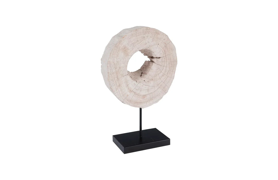 American Home Furniture Phillips Collection Eroded Wood Circle Sculpture on Stand 