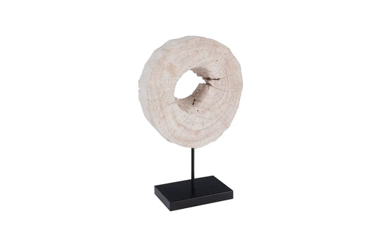 American Home Furniture Phillips Collection Eroded Wood Circle Sculpture on Stand 