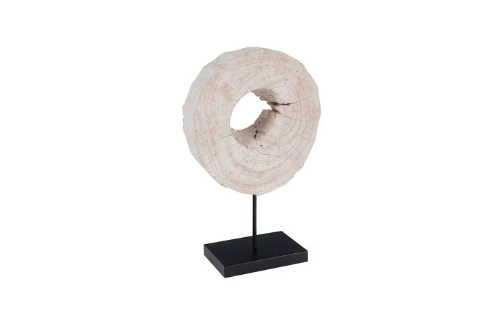 American Home Furniture Phillips Collection Eroded Wood Circle Sculpture on Stand 
