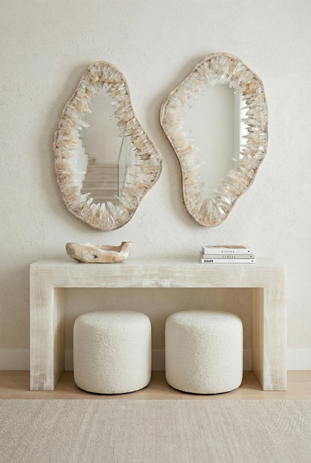 Quartz Crystal Mirror in setting