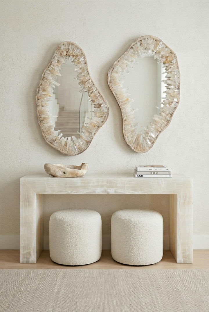 Quartz Crystal Mirror in setting