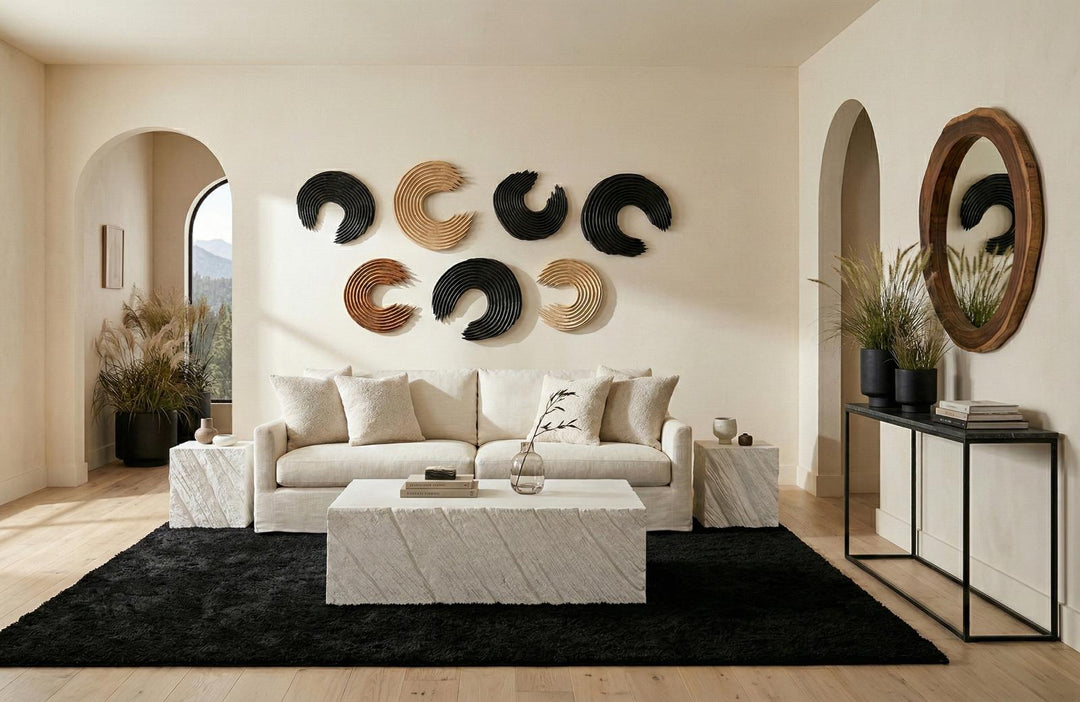 Swoop Wall Art, Natural Wood in setting