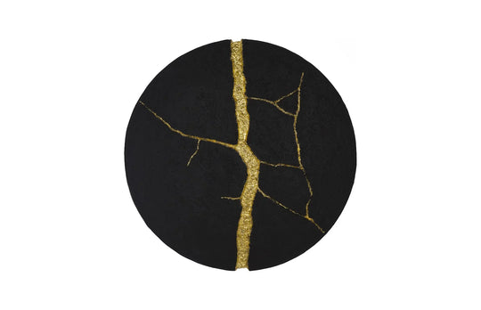 16"D x 2"W x 16"H/Matte Black, Gold Leaf