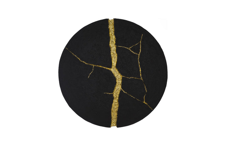 16"D x 2"W x 16"H/Matte Black, Gold Leaf