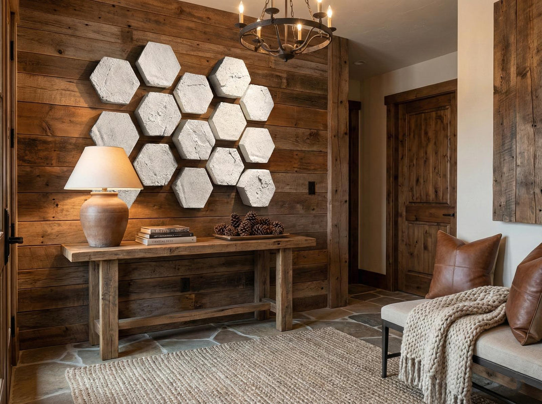 Hexagon Wall Tiles, Set of 3 in setting