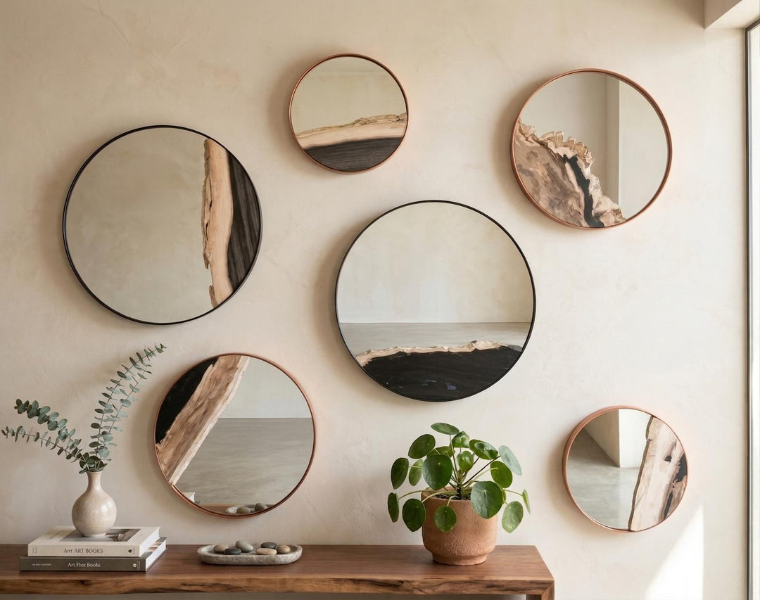Petrified Slice Mirror in setting