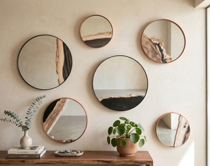 Petrified Slice Mirror in setting