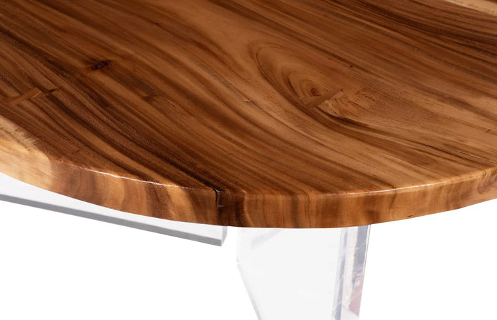 American Home Furniture Phillips Collection Floating Round Dining Table With Acrylic Legs