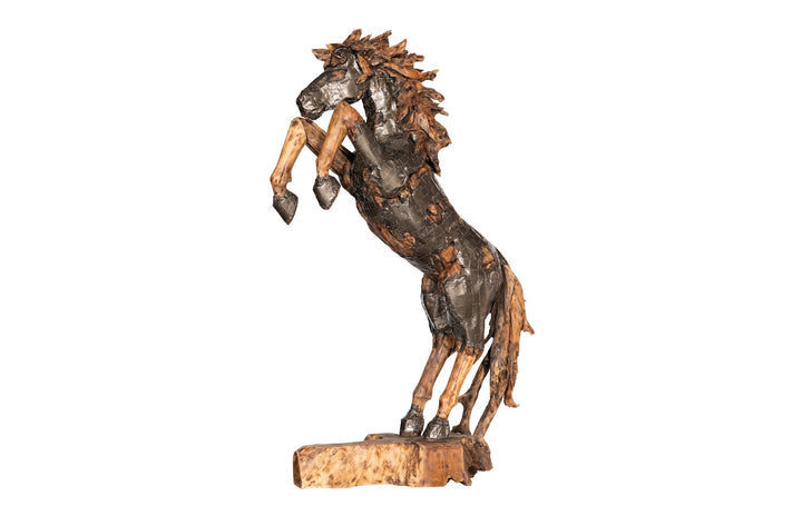 American Home Furniture Phillips Collection Mustang Horse Armored  Sculpture
