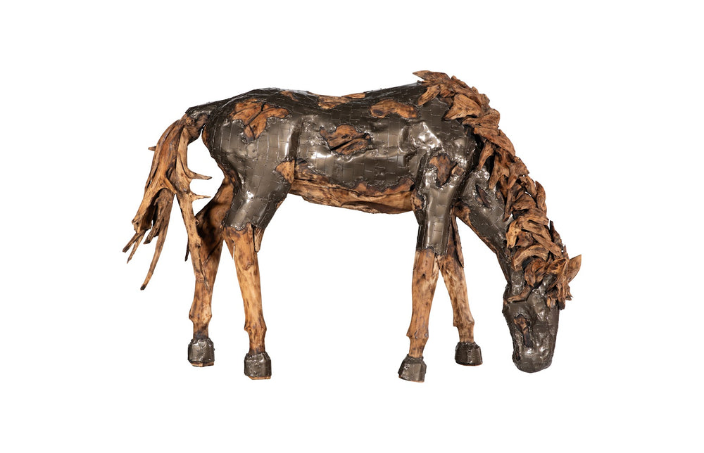 American Home Furniture Phillips Collection Mustang Horse Armored  Sculpture