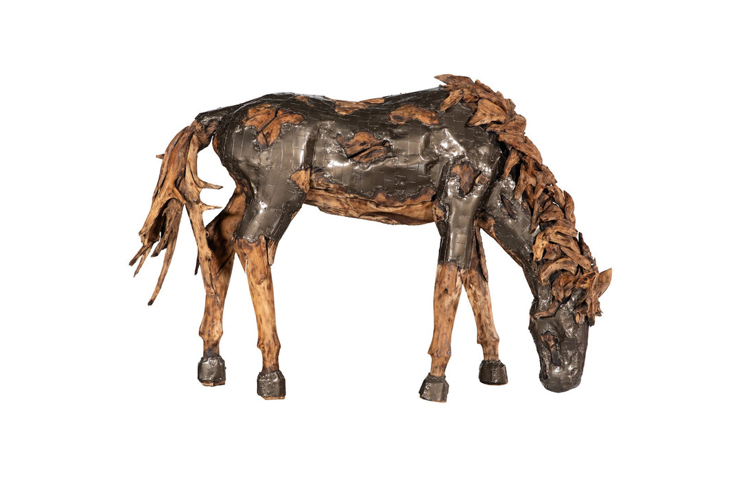 American Home Furniture Phillips Collection Mustang Horse Armored  Sculpture